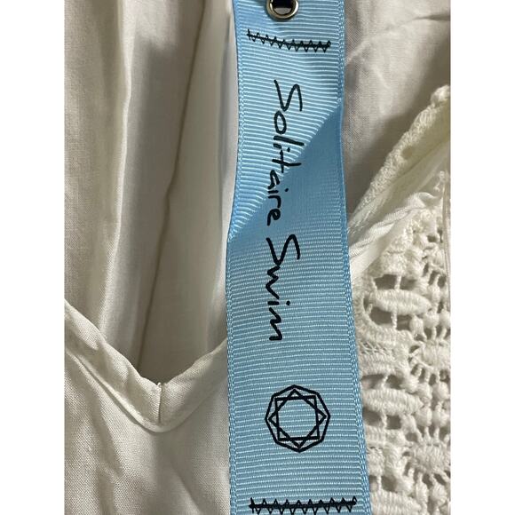 Solitaire Swim White Crochet Boho Beach Swimsuit Cover Up size Medium - Picture 9 of 10